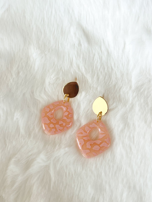 Translucent Pink Leopard Print Earrings