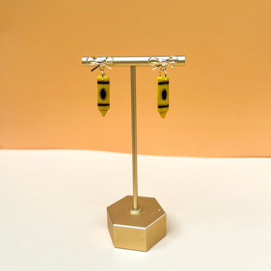 Yellow Crayon Dangle Earrings