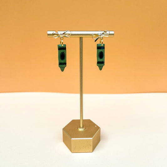 Green Crayon Dangle Earrings