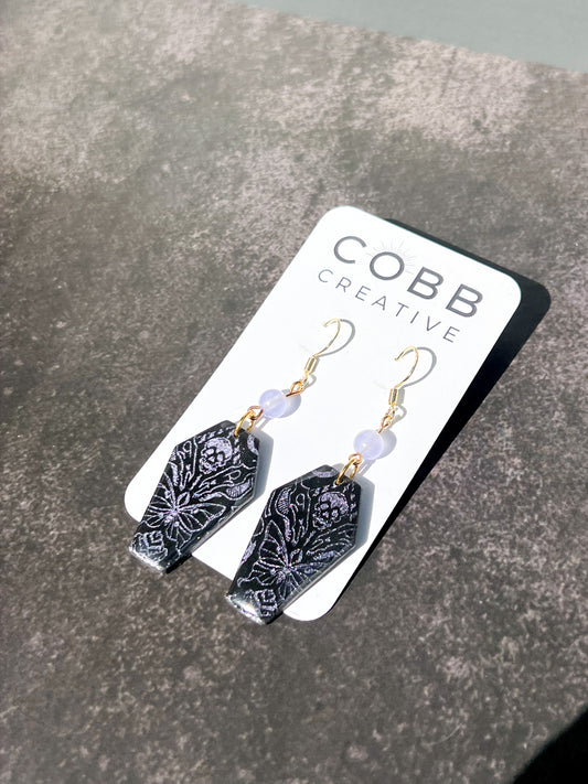 Coffin Crystal Hook Earrings