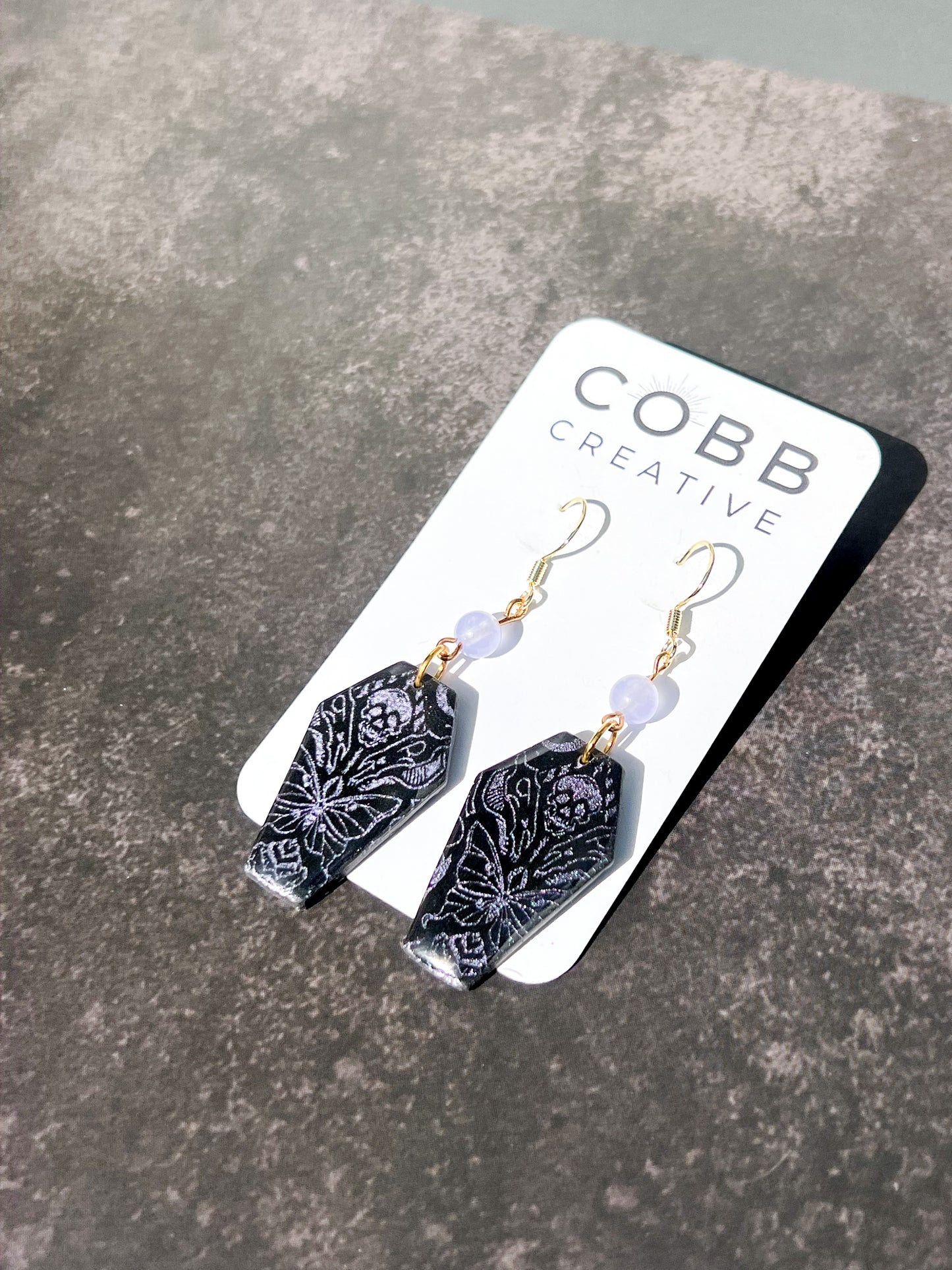 Coffin Crystal Hook Earrings