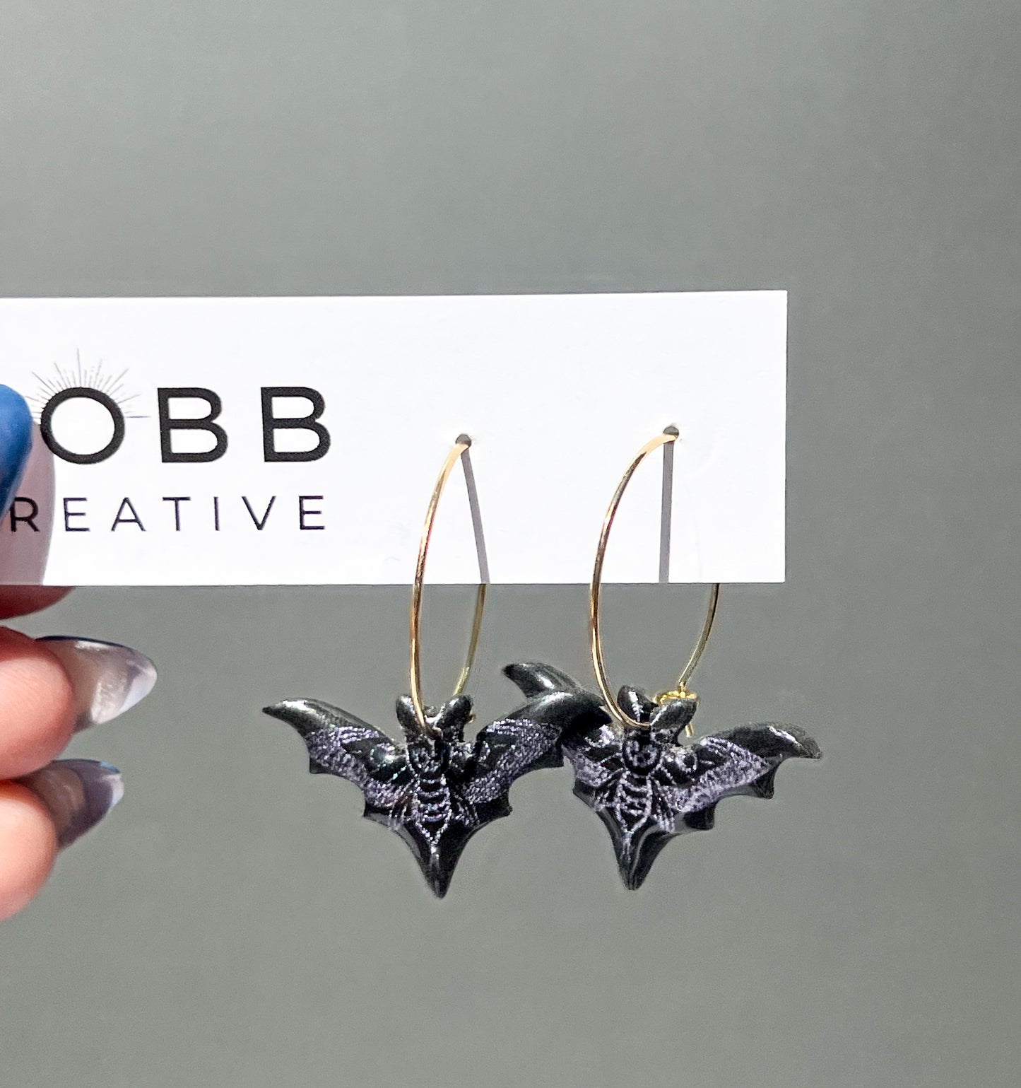 Skeleton Bat Hoop Earrings