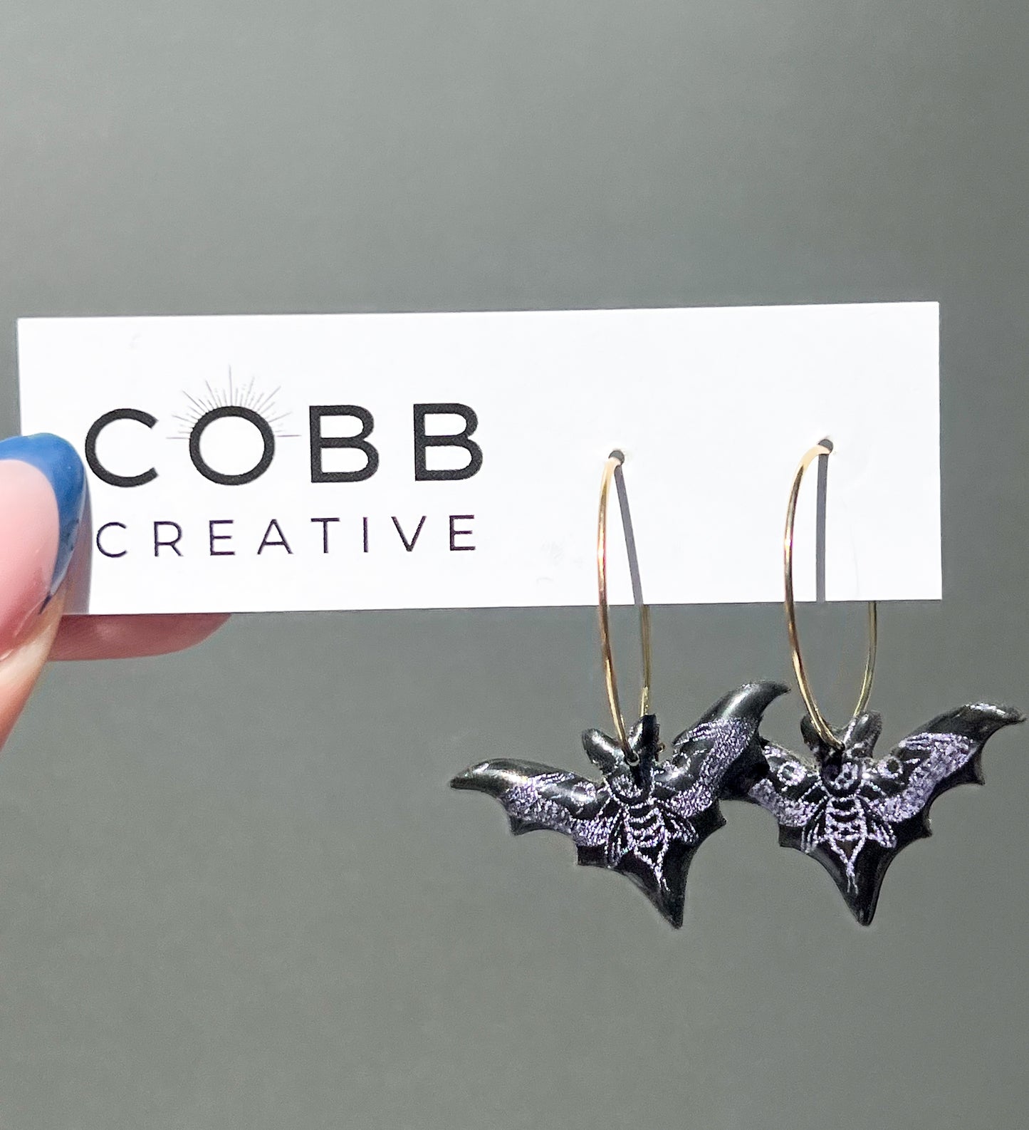 Skeleton Bat Hoop Earrings