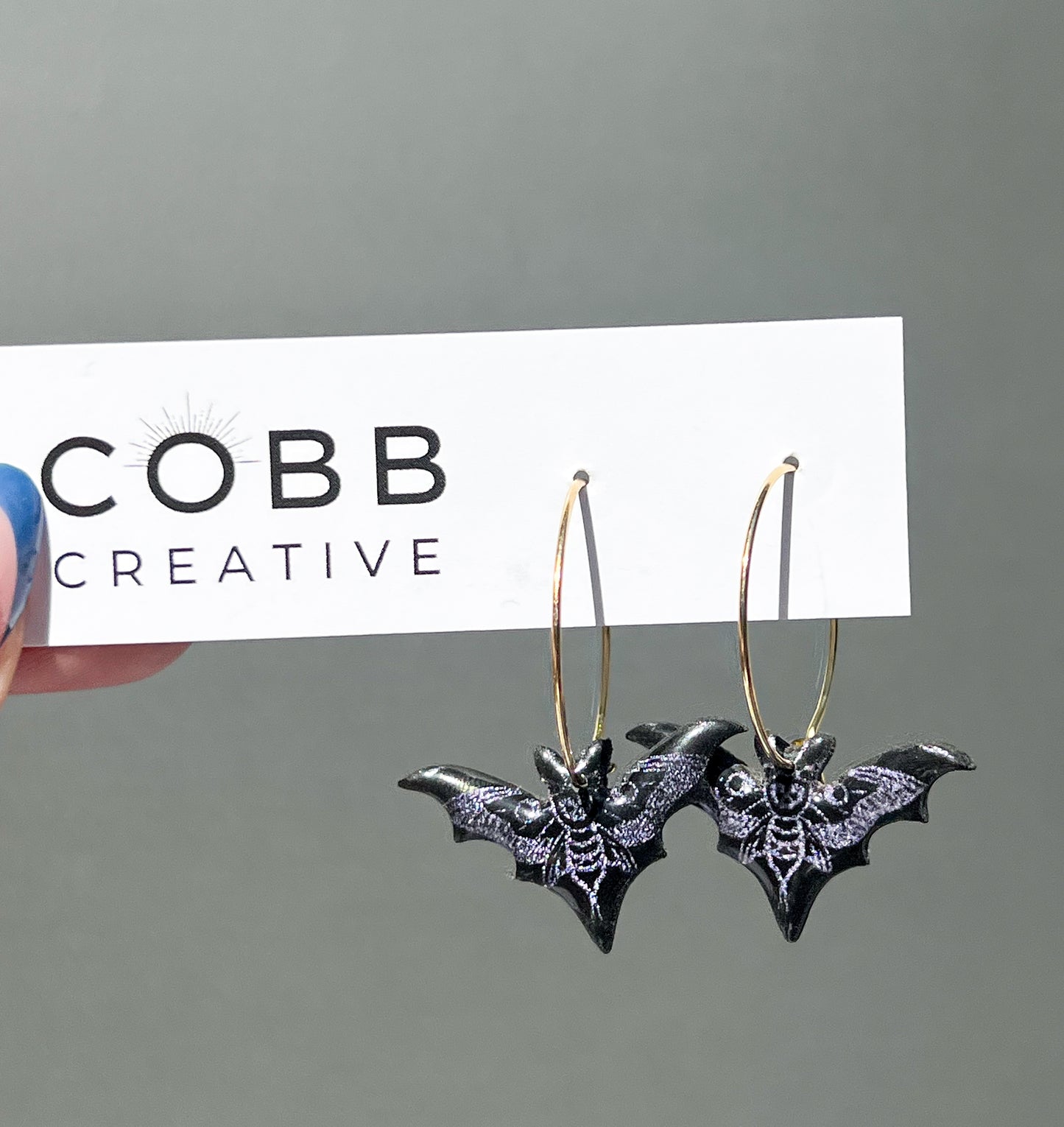 Skeleton Bat Hoop Earrings