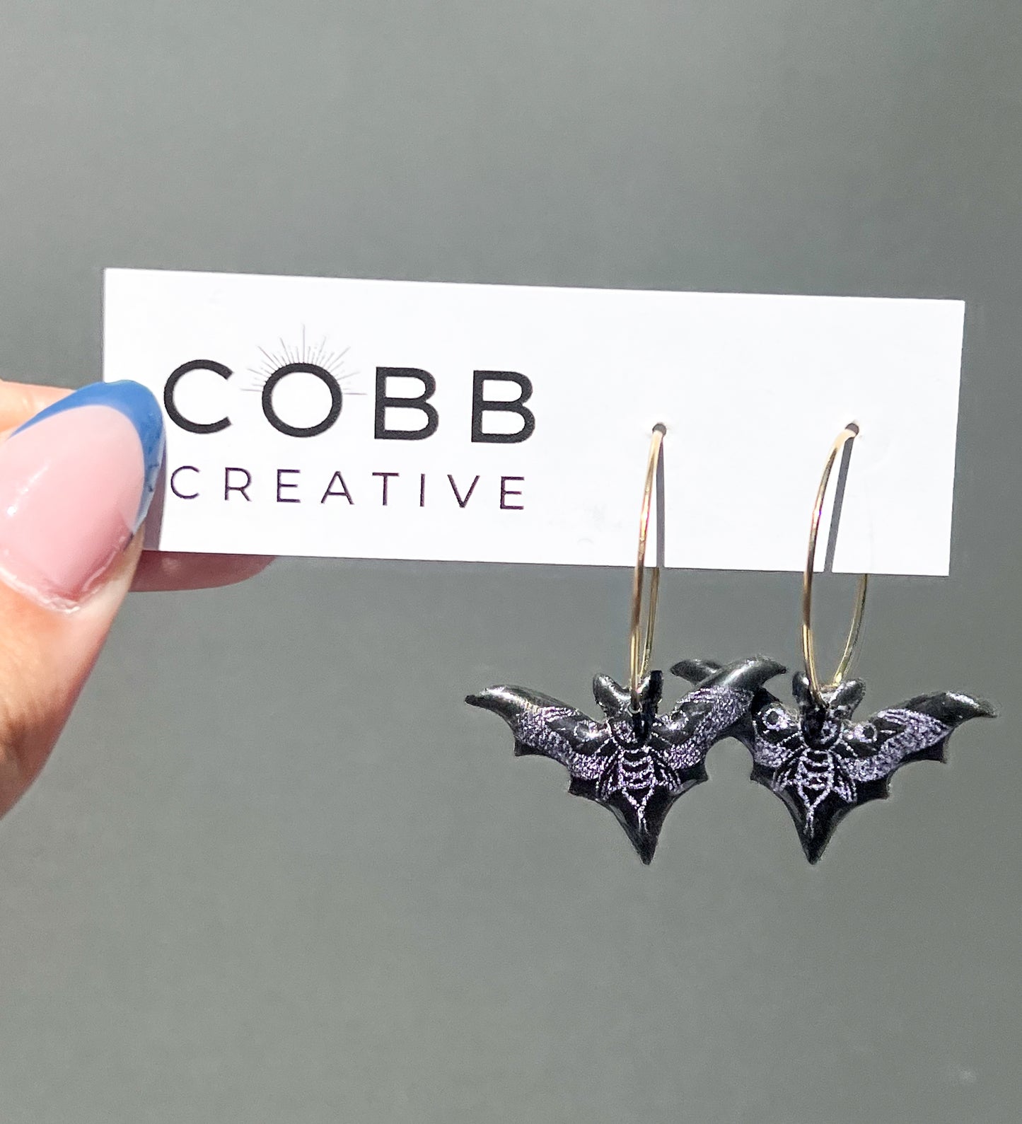 Skeleton Bat Hoop Earrings