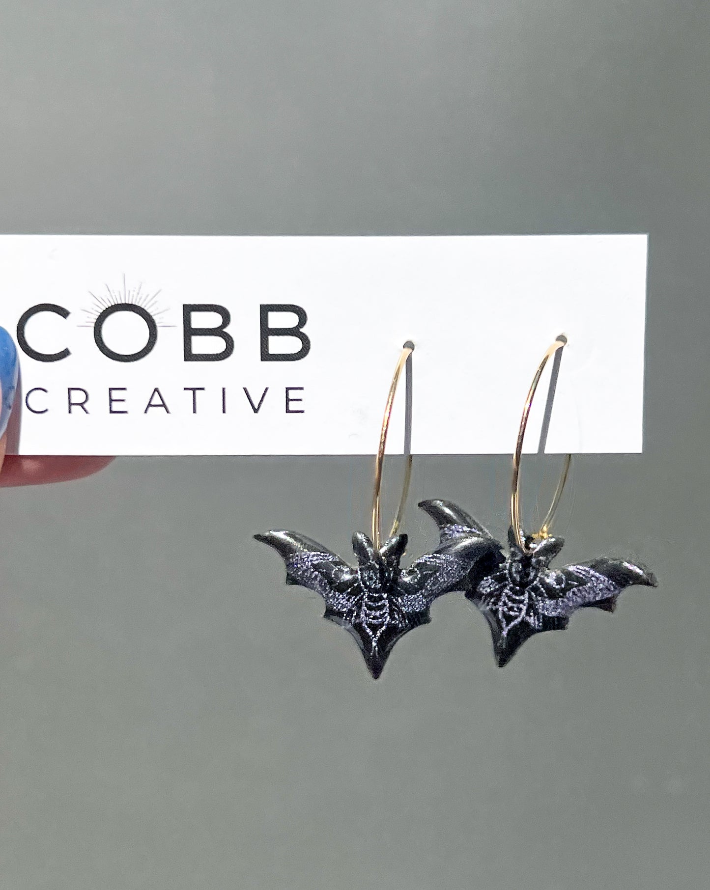 Skeleton Bat Hoop Earrings