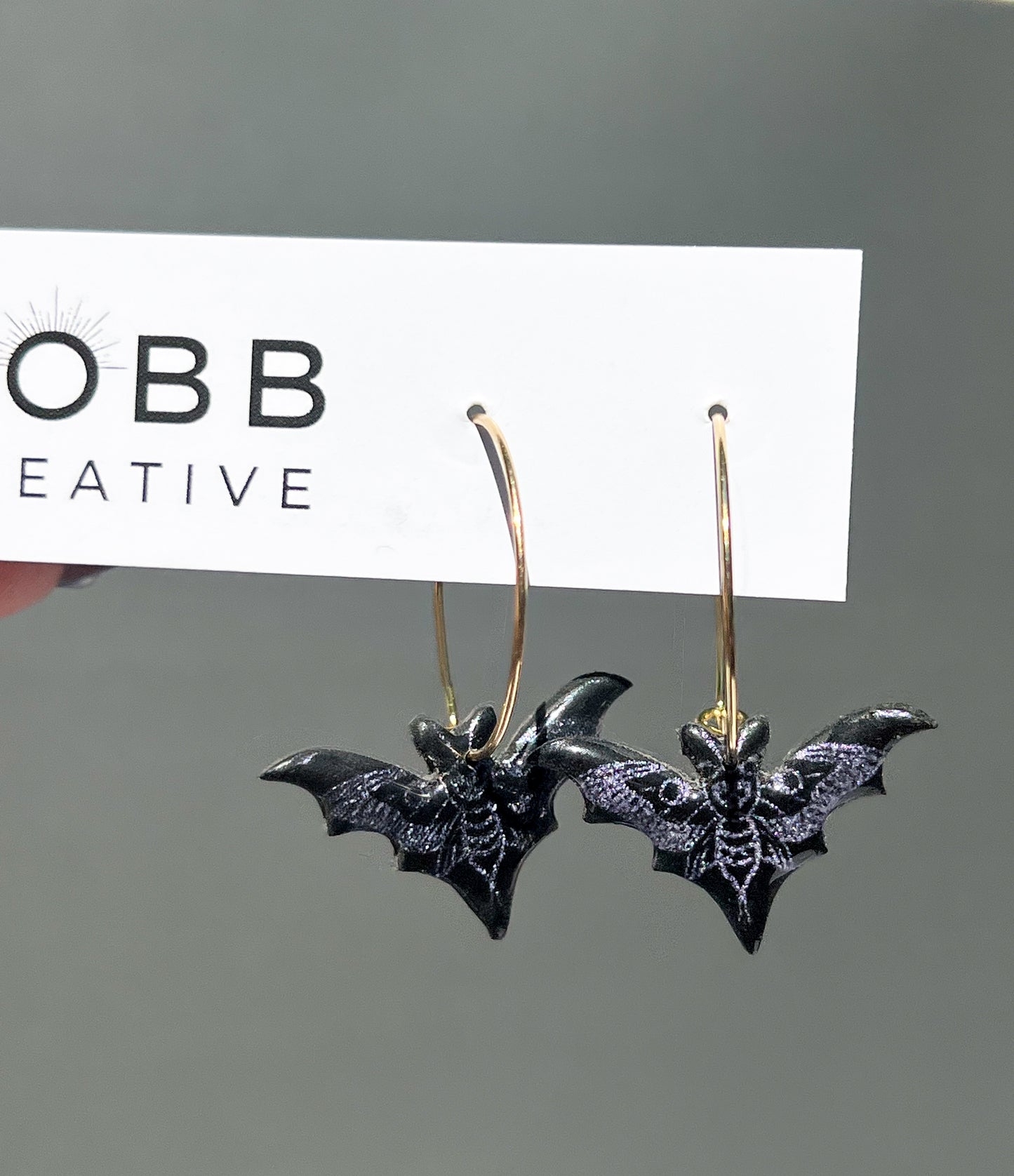 Skeleton Bat Hoop Earrings