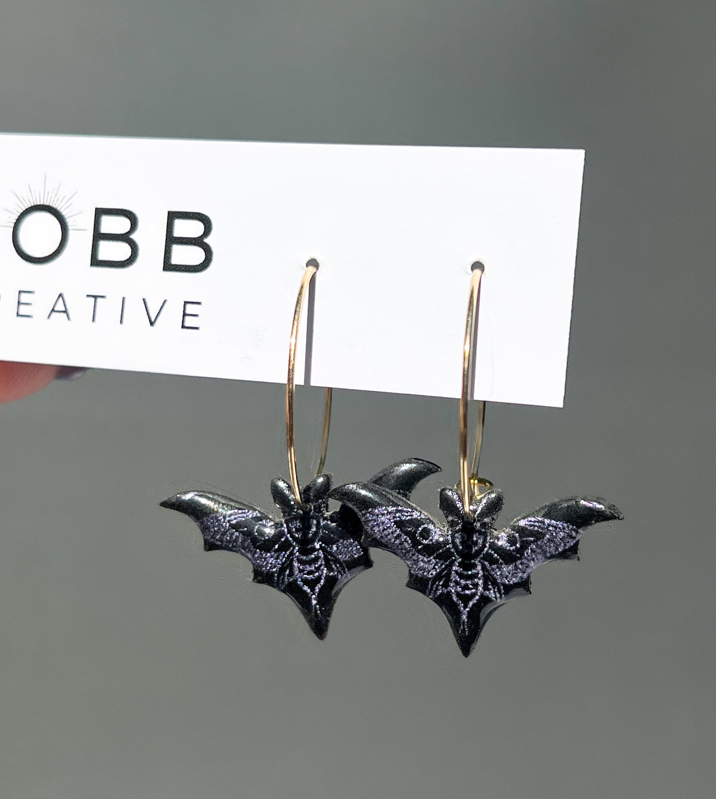 Skeleton Bat Hoop Earrings