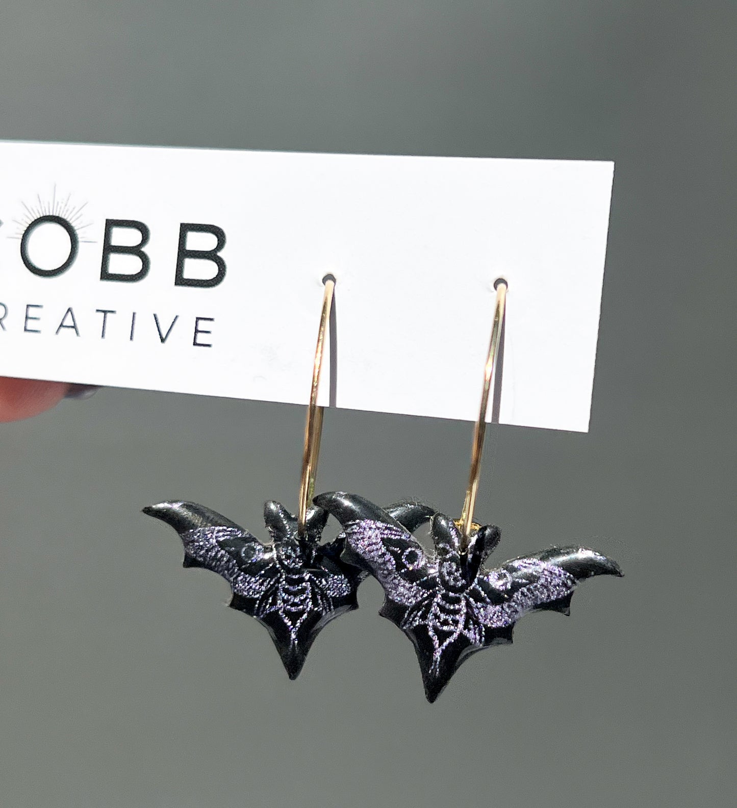 Skeleton Bat Hoop Earrings