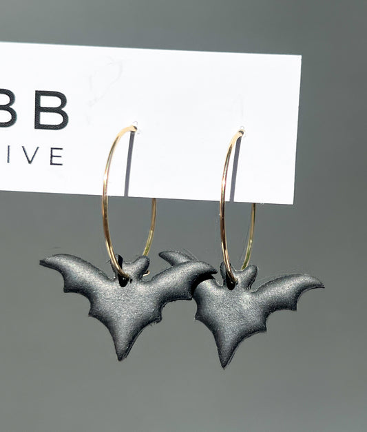 Basic Bat Hoop Earrings