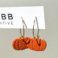 Orange Floral Pattern Pumpkin Hoop Earrings