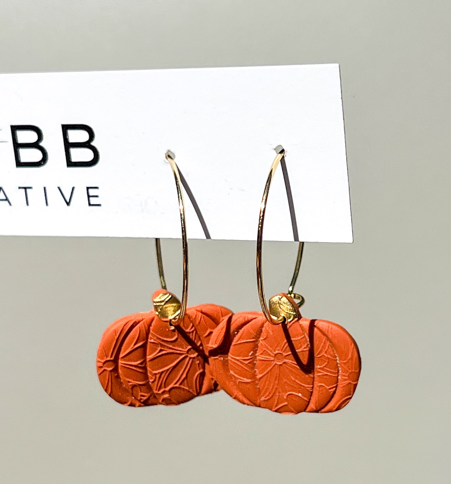 Orange Floral Pattern Pumpkin Hoop Earrings