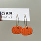 Orange Floral Pattern Pumpkin Hoop Earrings