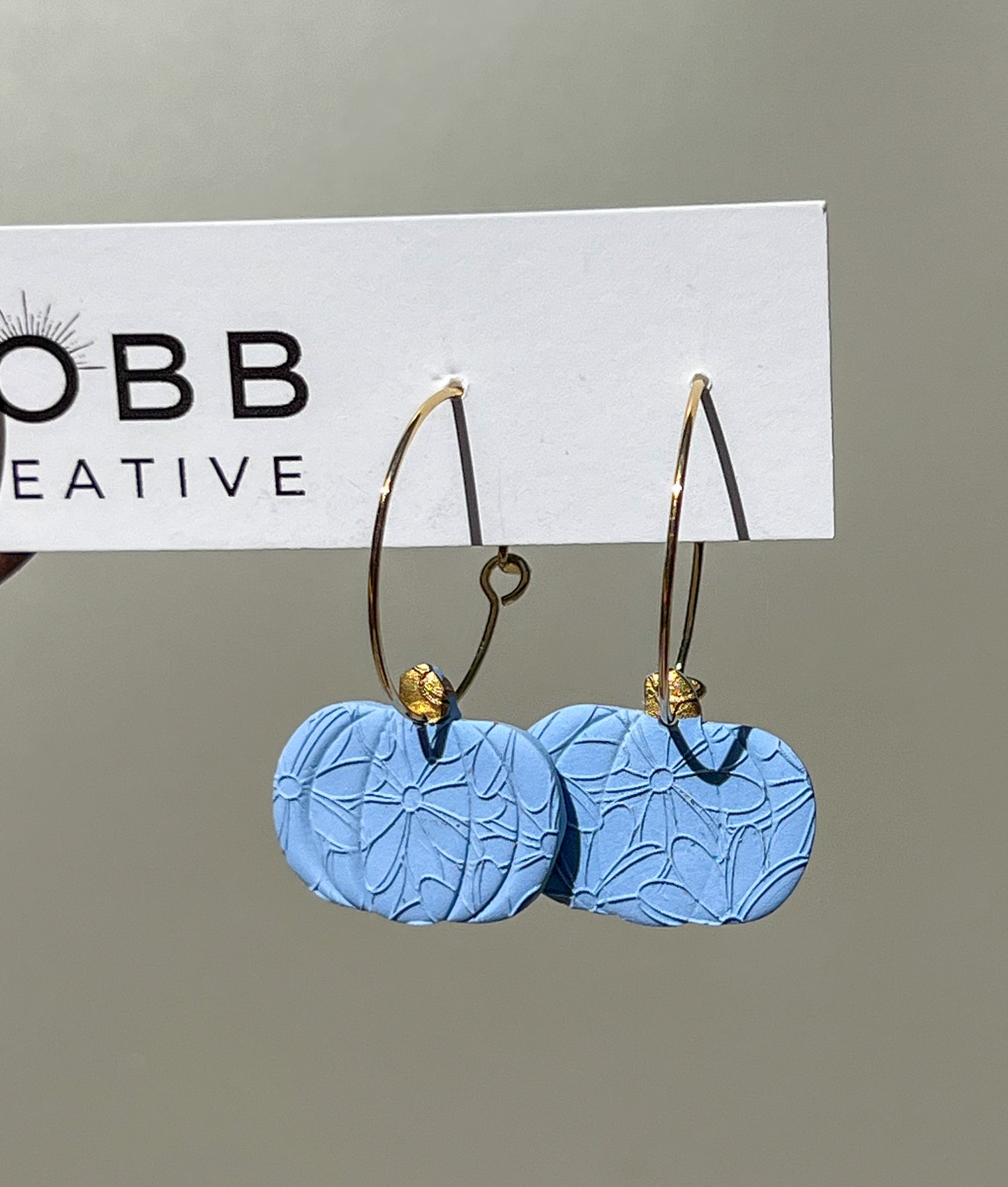 Blue Pumpkin Hoop Earrings
