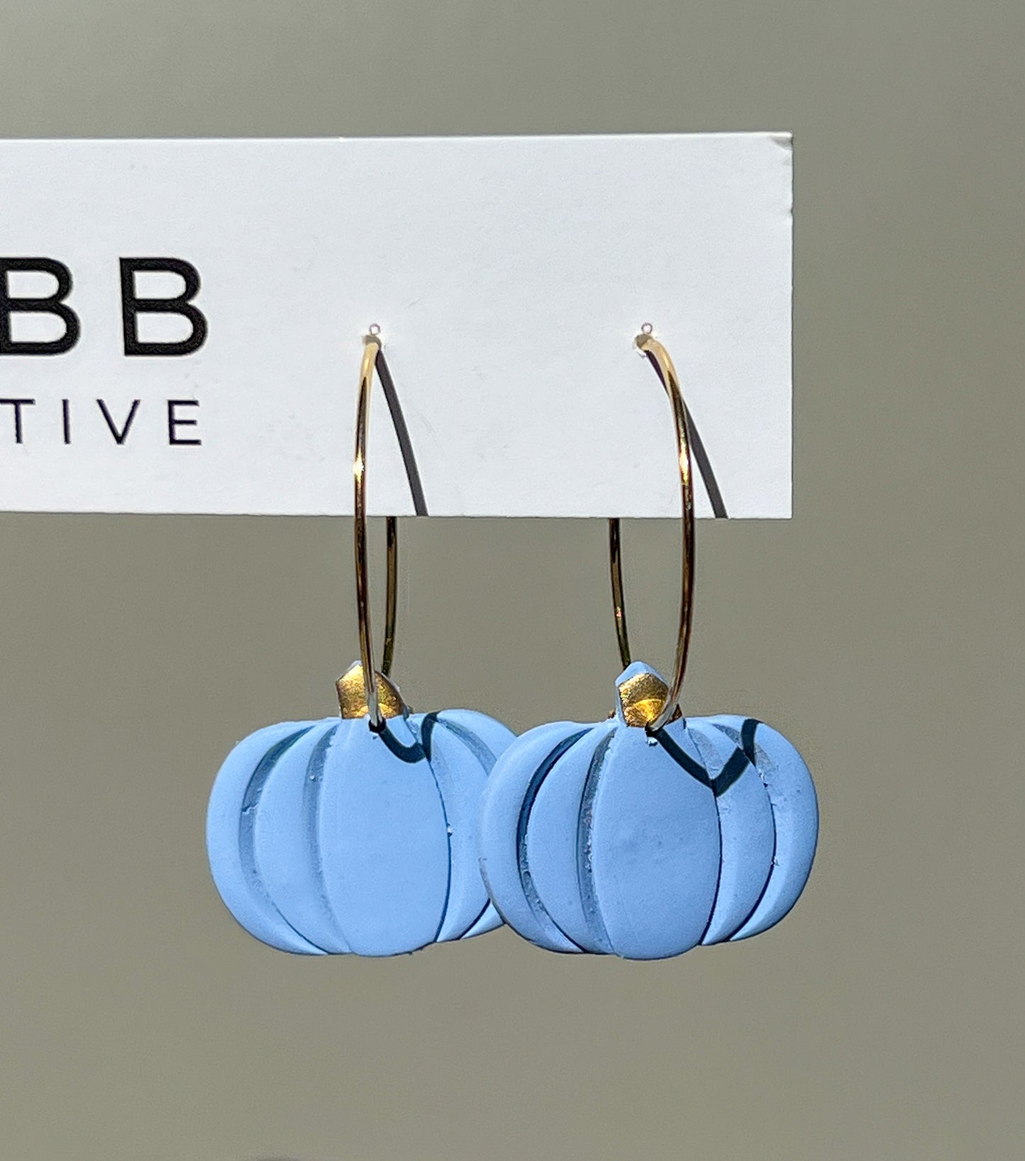Blue Pumpkin Hoop Earrings