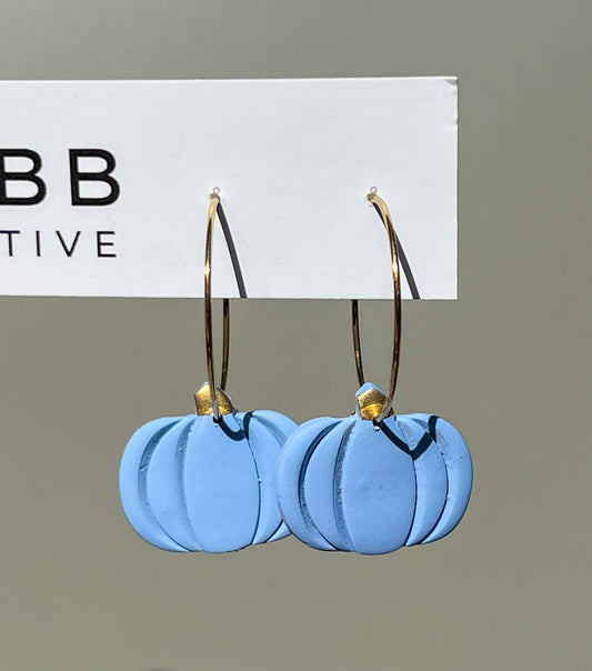 Blue Pumpkin Hoop Earrings