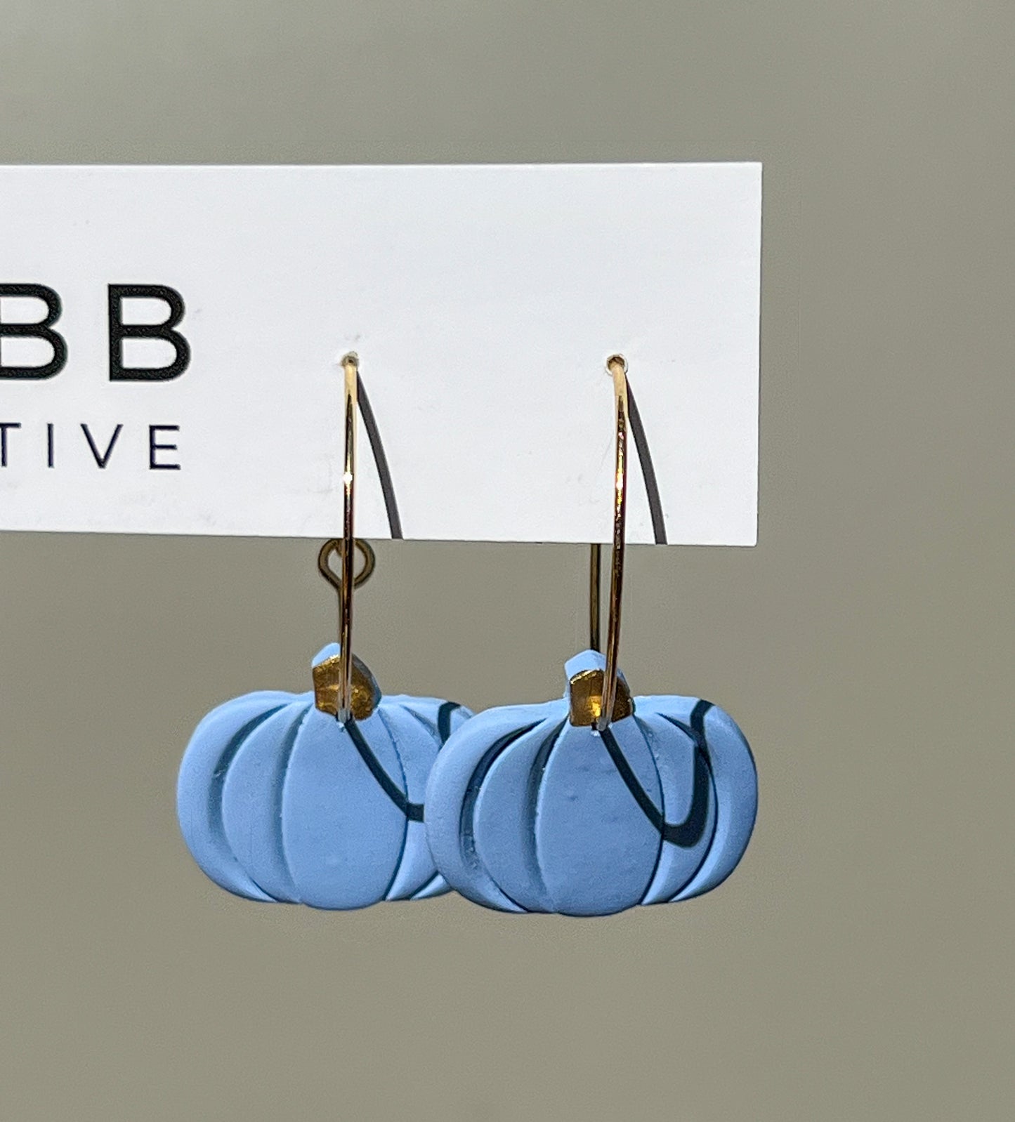 Blue Pumpkin Hoop Earrings