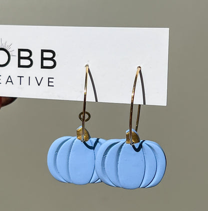 Blue Pumpkin Hoop Earrings