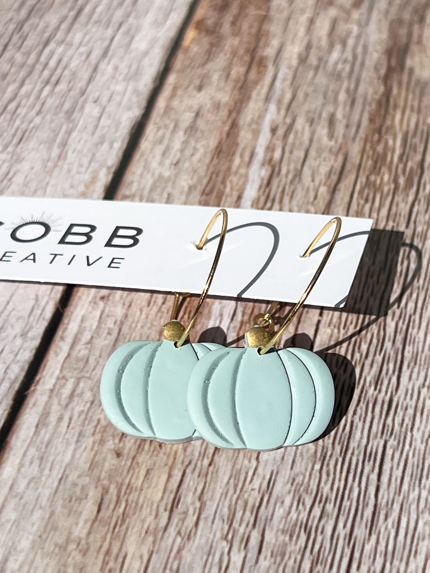 Mint Pumpkin Hoop Earrings