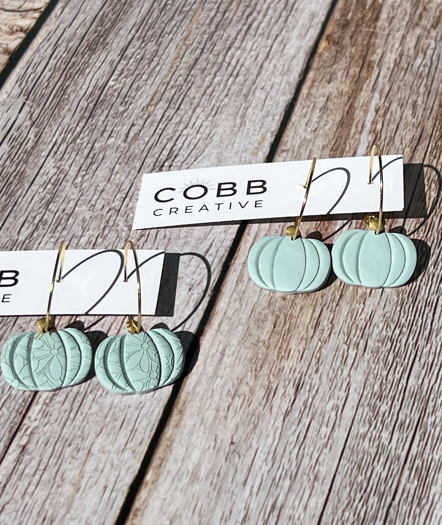 Mint Pumpkin Hoop Earrings