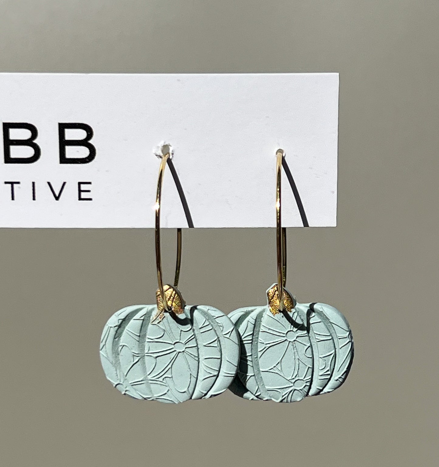 Mint Pumpkin Hoop Earrings