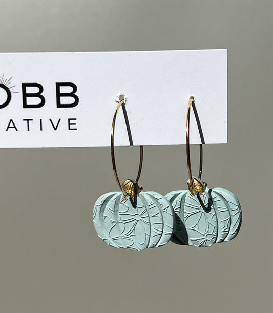 Mint Pumpkin Hoop Earrings