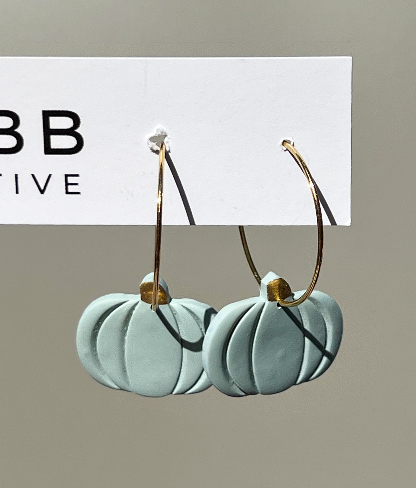 Mint Pumpkin Hoop Earrings