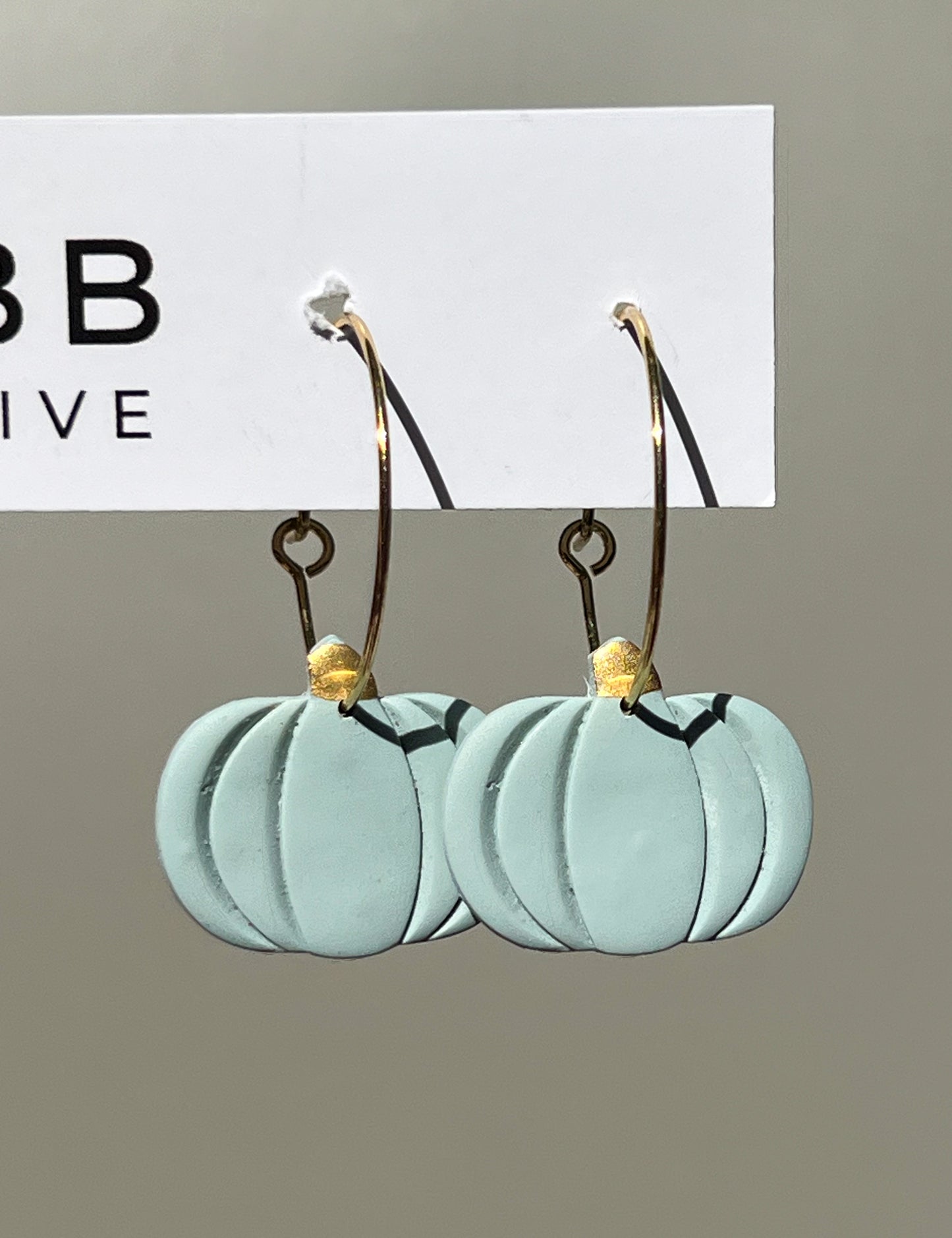 Mint Pumpkin Hoop Earrings