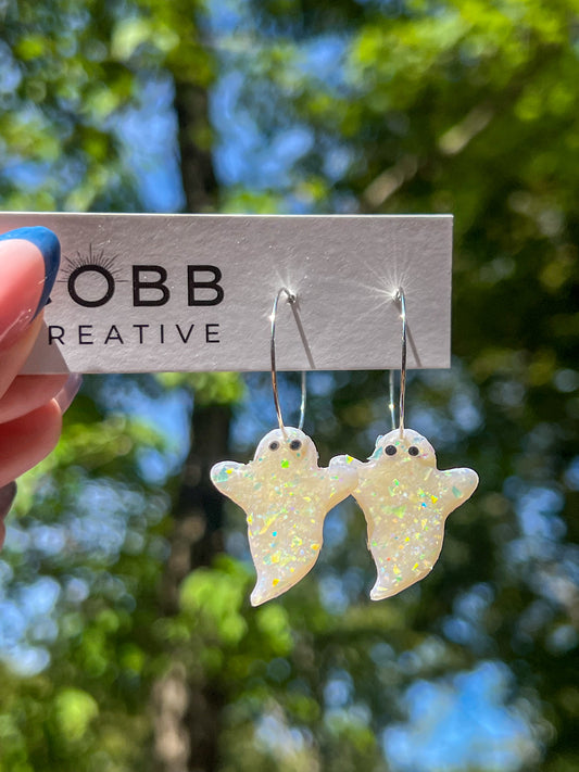 Opal Ghost Hoop Earrings