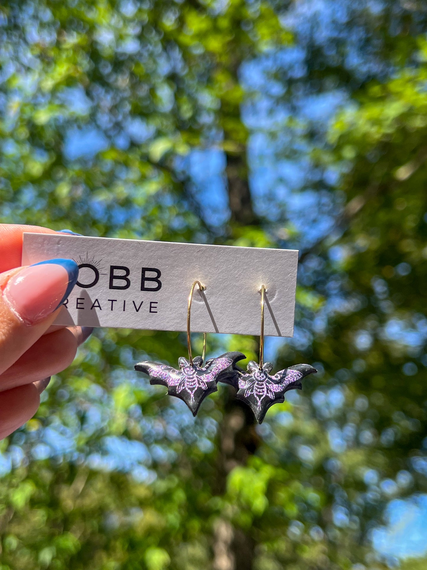 Skeleton Bat Hoop Earrings