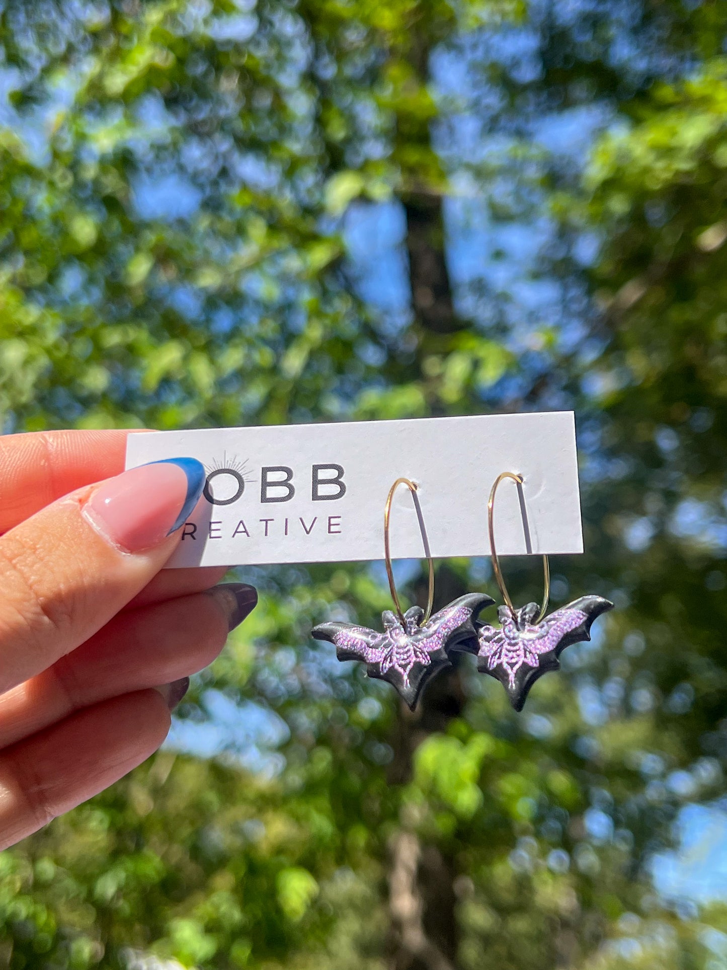 Skeleton Bat Hoop Earrings