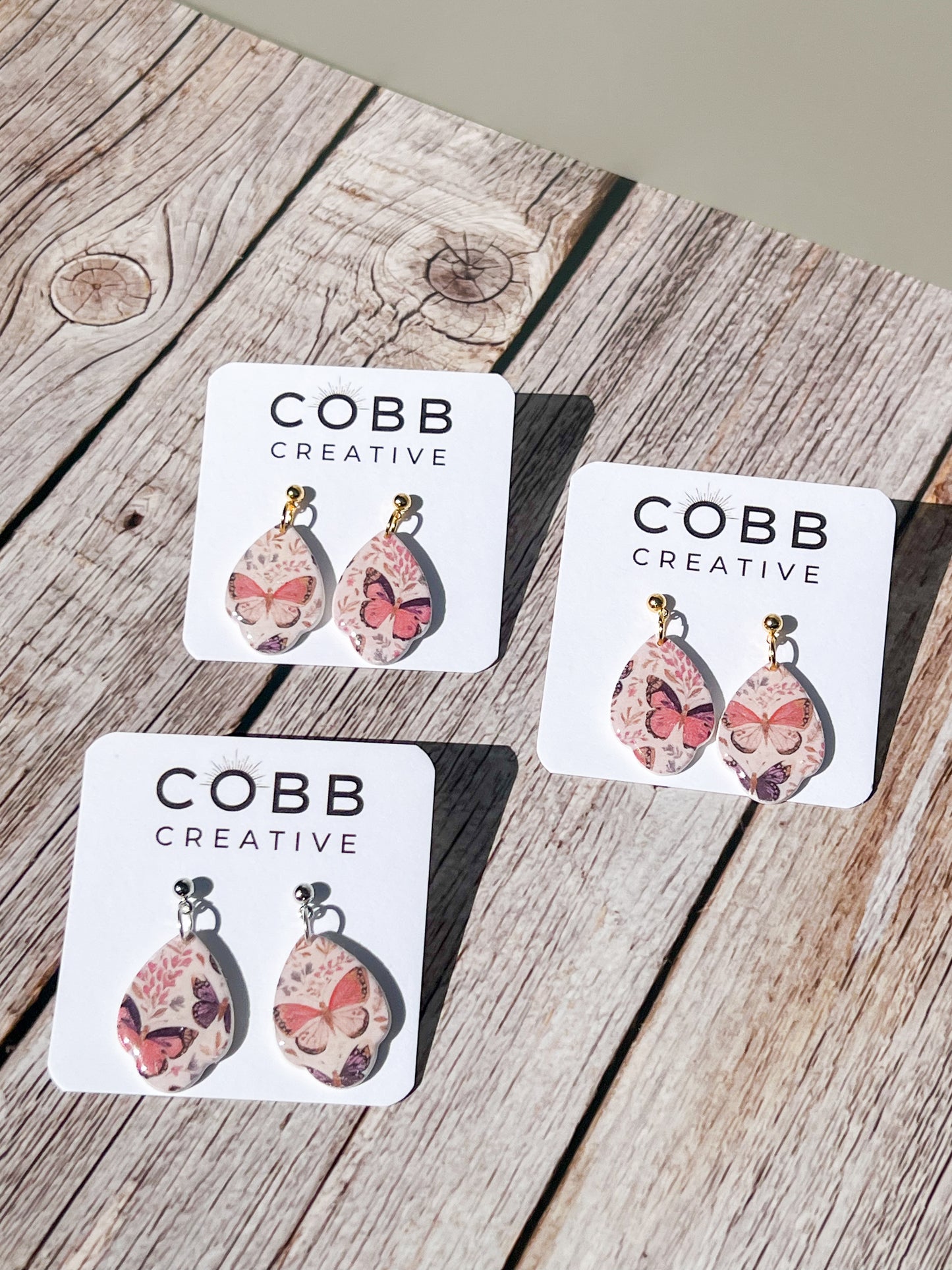 Pink Butterfly Garden Earrings