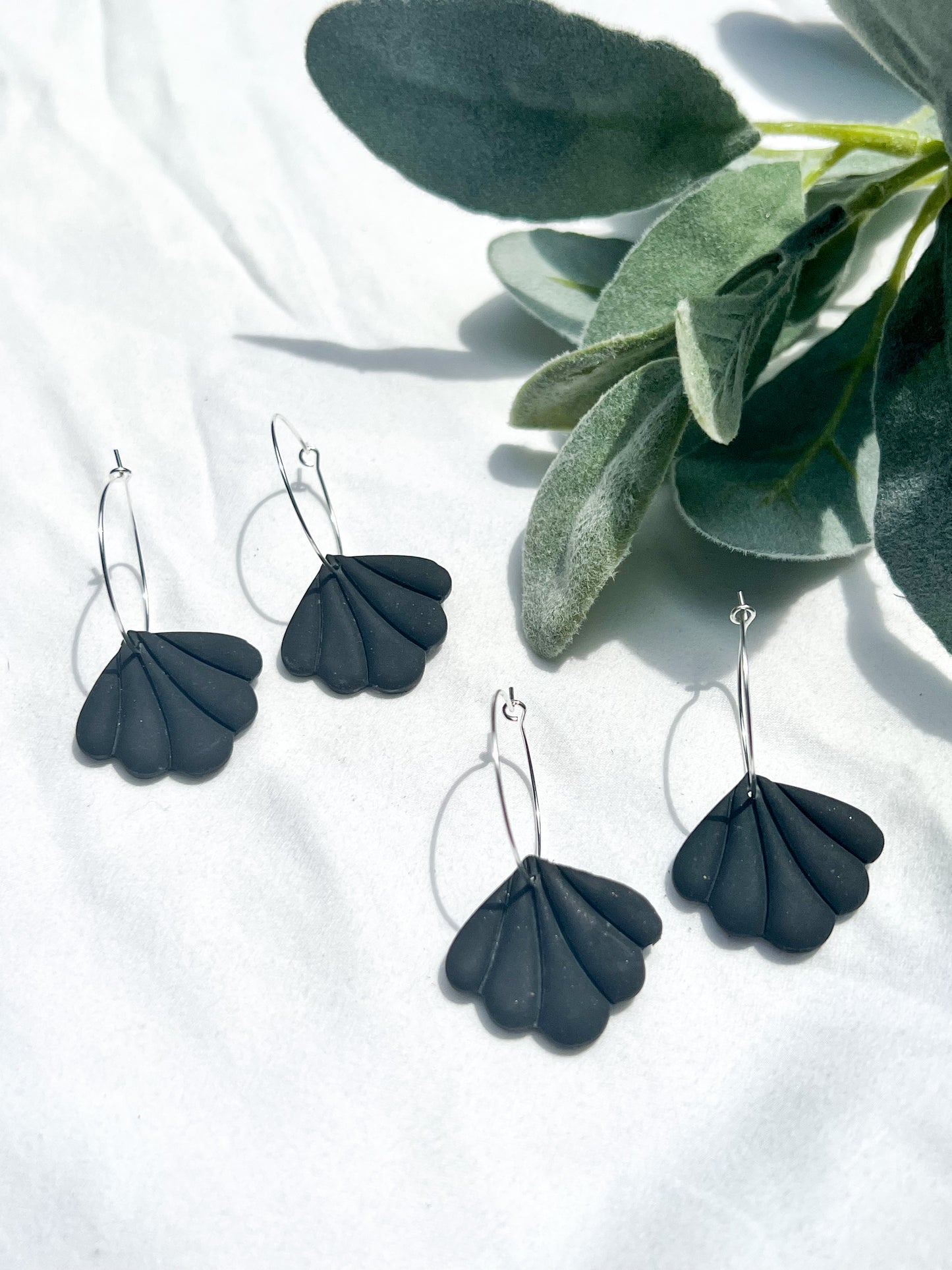 Dark Seashell Hoops