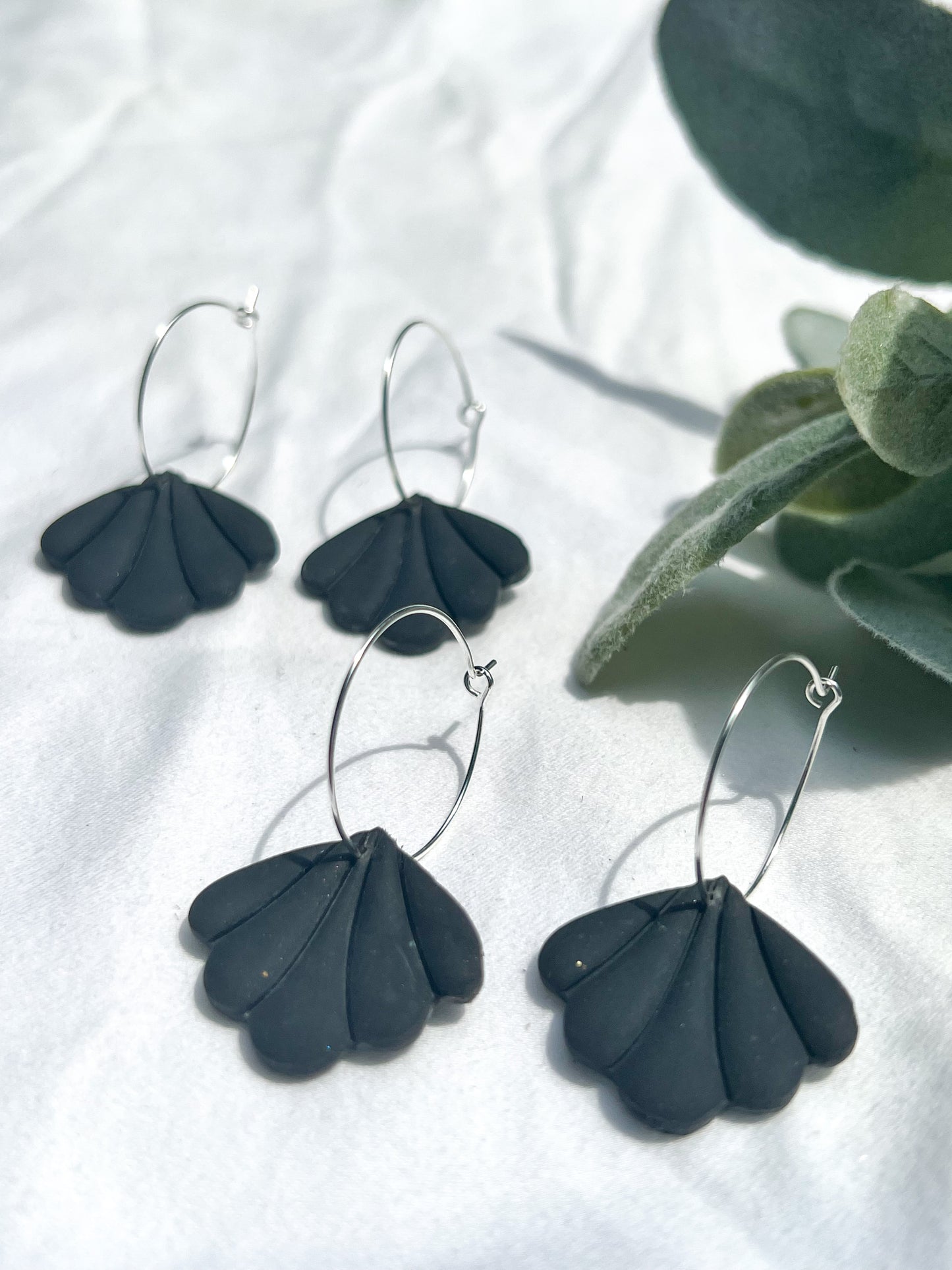 Dark Seashell Hoops