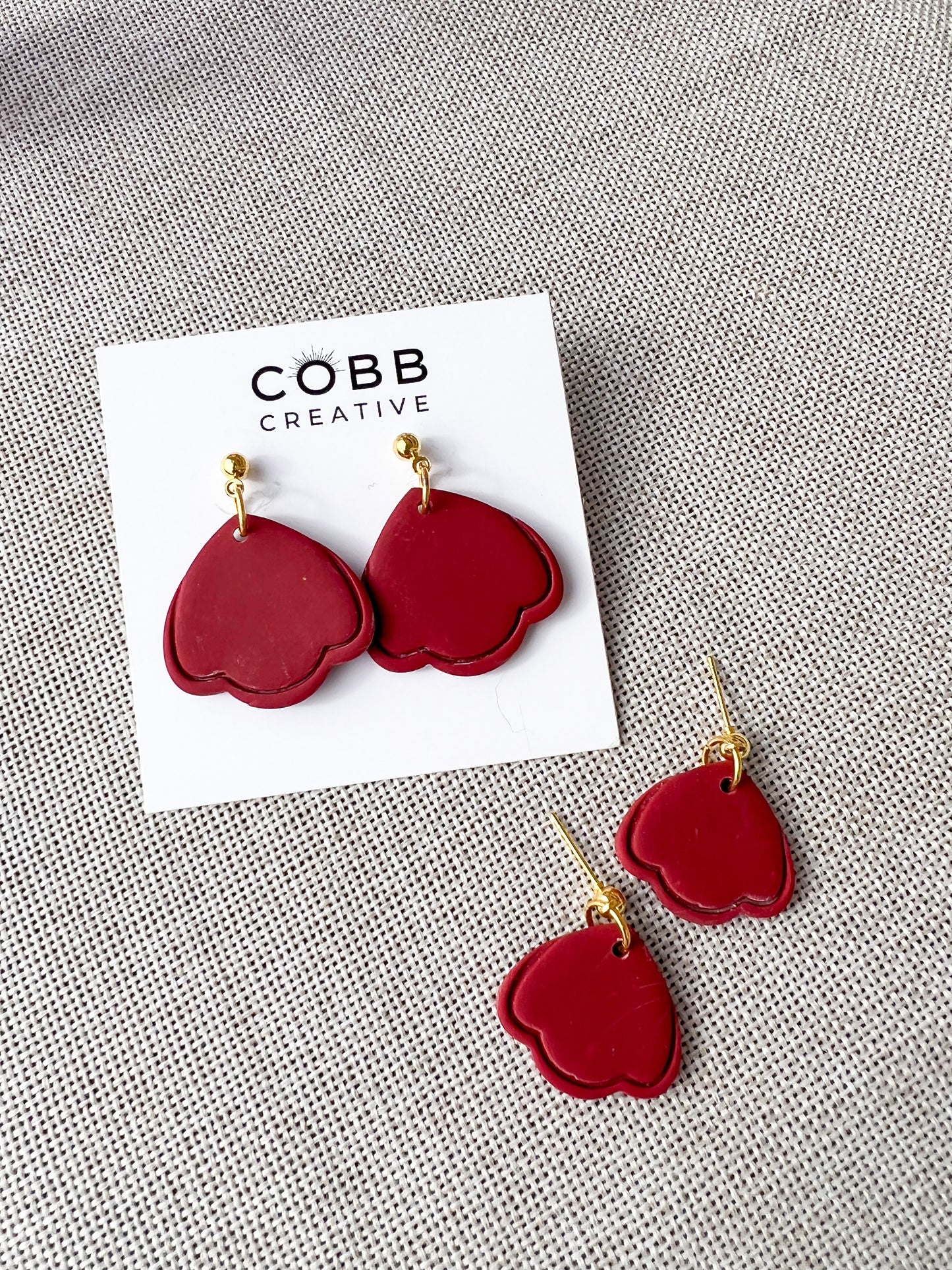 Scalloped Maroon Drop Earrings