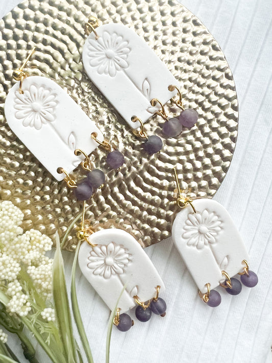 Spring Amethyst Floral Drop Earrings