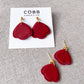 Scalloped Maroon Drop Earrings