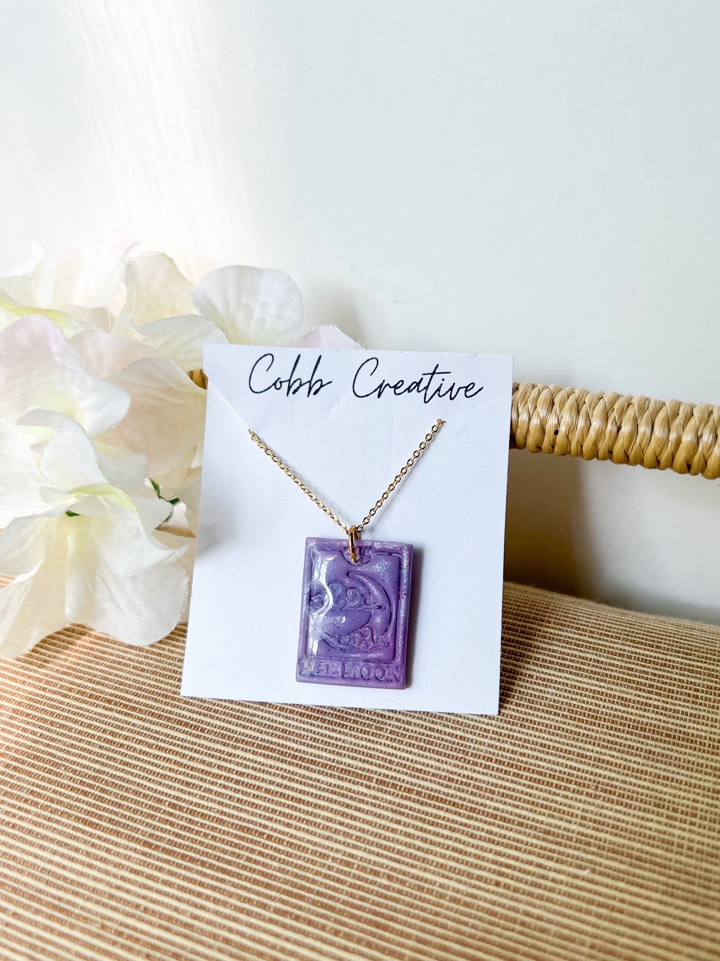 Purple Tarot Card Pendant Necklace