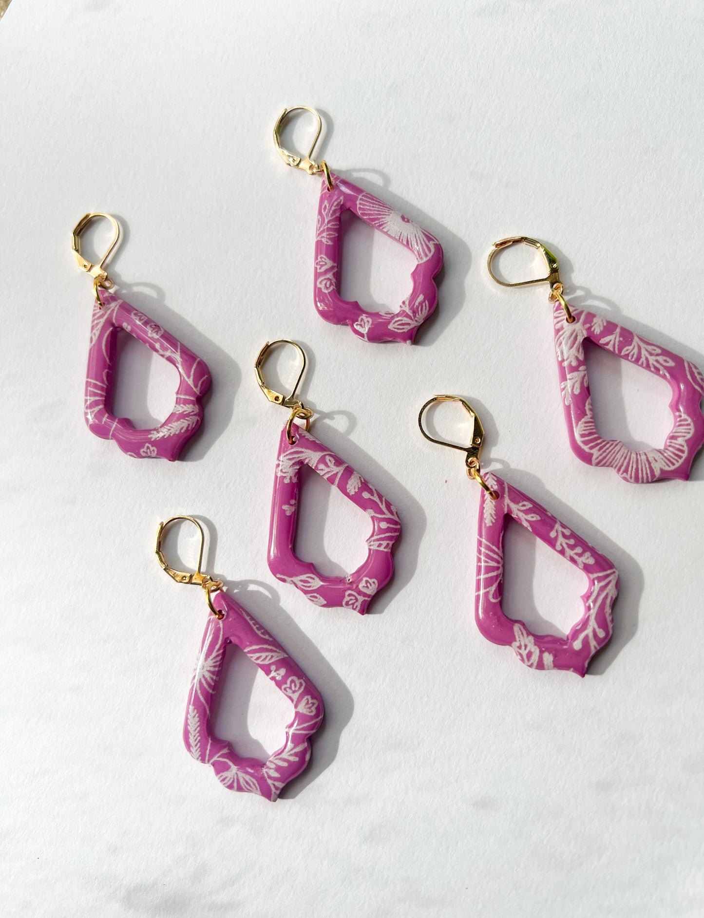 Purple Paisley Drop Leverback Earrings