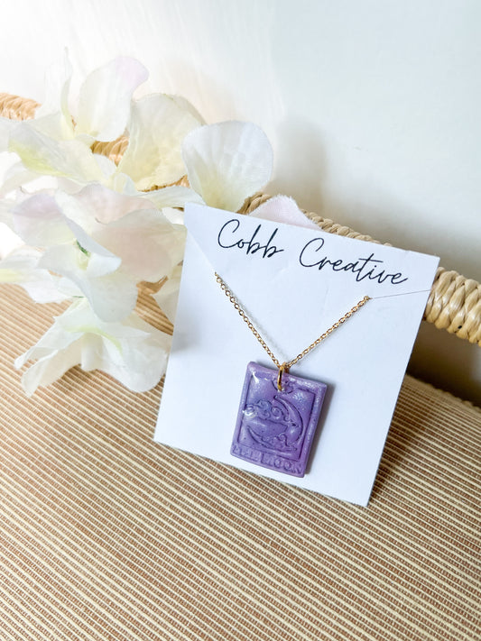 Purple Tarot Card Pendant Necklace